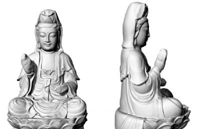 微笑慈爱观音菩萨雕像3D模型,STL格式,3D打印