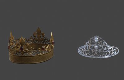 两款皇冠,凤冠头饰maya模型,MB,FBX格式