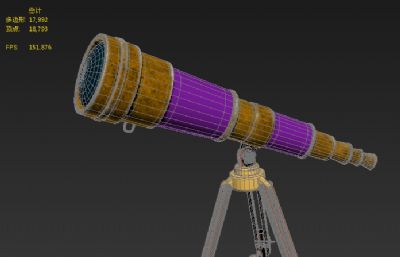 天文望远镜3D模型,有贴图