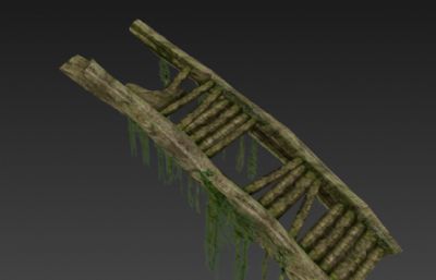 古代破桥,武侠残破木桥3D模型,塌陷文件