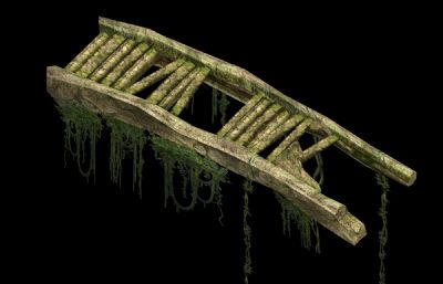 古代建筑石桥,破桥3D模型,塌陷文件