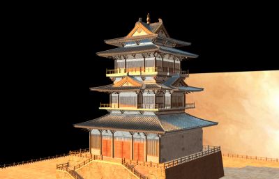 写实古建宝塔寺庙maya模型