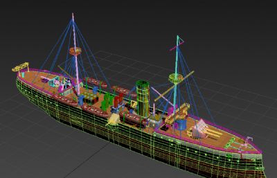 致远舰-北洋水师战船3D模型,MAX,MB,OBJ三种格式