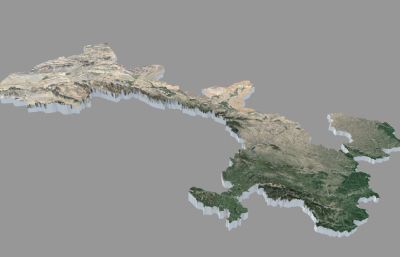 甘肃三维地图,甘肃省地形地势图3D模型
