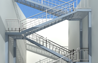 钢结构楼梯,Z字形楼梯3D模型