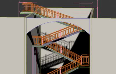 钢结构楼梯,Z字形楼梯3D模型