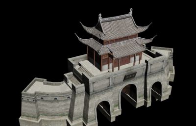 姑苏城门楼,苏州城门,中式古建筑3D模型