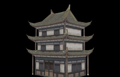 嵩山剑阁,中式古建筑楼阁3D模型