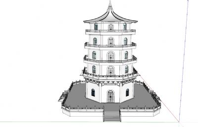 中式风格塔,大理塔su模型