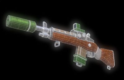 Q版步枪,儿童玩具枪3D模型,无灯光