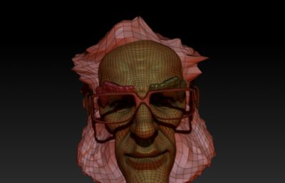 卡通眼镜老头,小说家zbrush模型