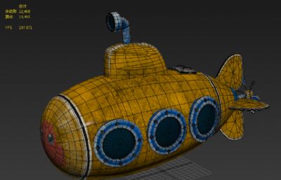 Q版潜艇,章鱼潜水艇3D模型