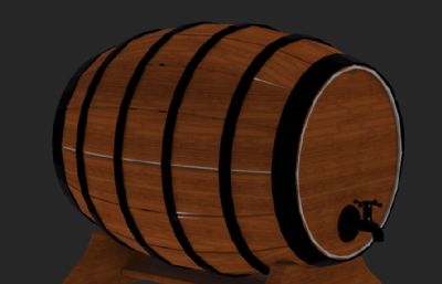 木质酒桶,木酒桶3D模型