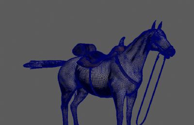 动物马C4D模型,带奔跑,待机,受惊等26套动画(网盘下载)