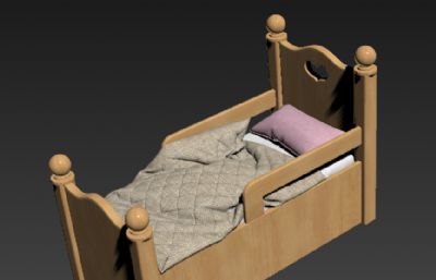 实木婴儿床3D模型