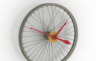 自行车轮毂造型的时钟3D模型