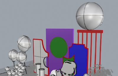 中秋佳节气球屏风美陈模型,OBJ,3DM两种格式