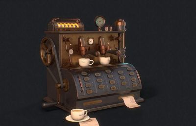 复古咖啡机,浓缩咖啡机3D模型