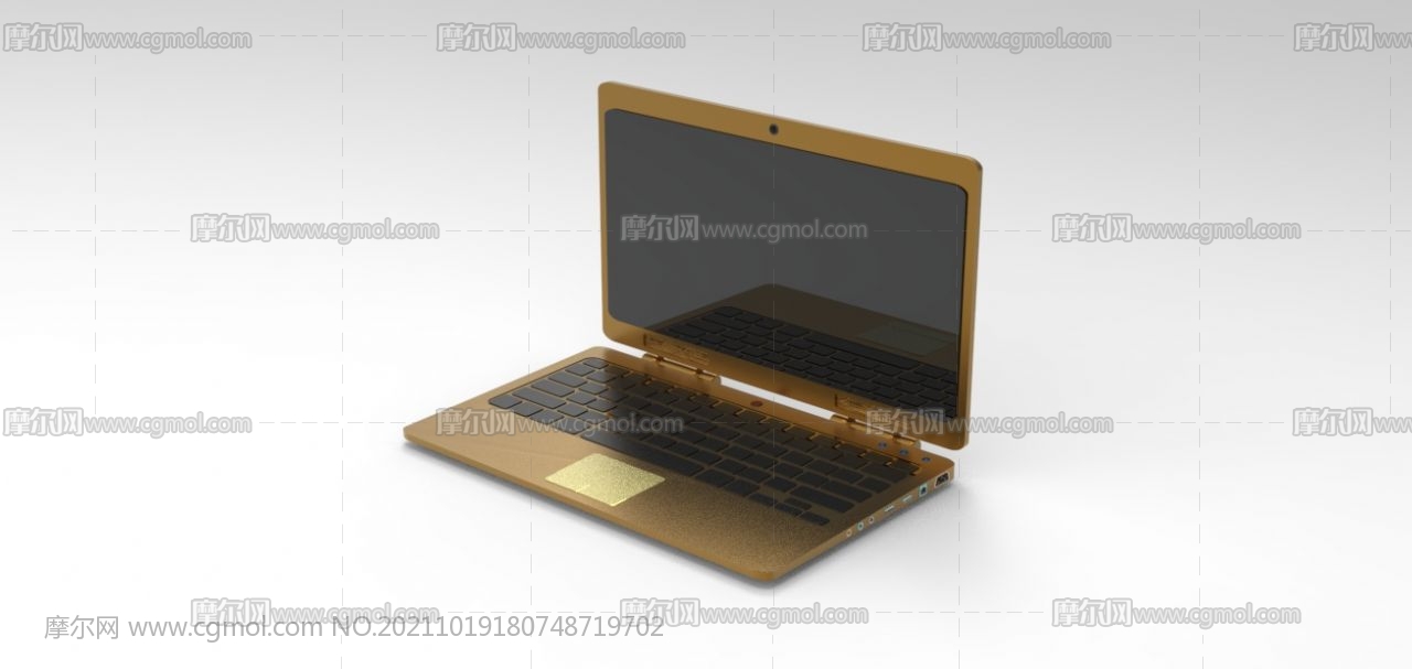 金色笔记本电脑C4D模型