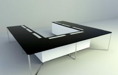 U型办公桌3D模型,MAX+C4D格式
