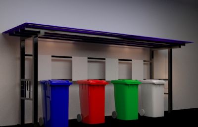 垃圾回收站,垃圾回收,垃圾分类站3D模型