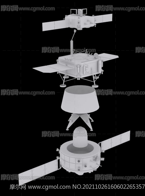嫦娥五号分解组合体3D模型白模