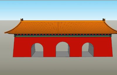 中式城门SU模型