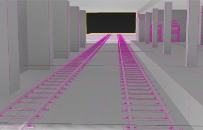 火车站,高铁站铁轨月台场景3D模型,OBJ格式(网盘下载)