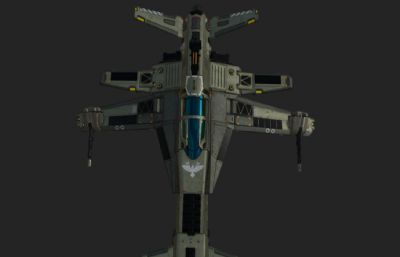 次世代科幻太空战舰3D模型,PBR材质
