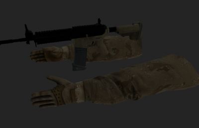 PBR第一人称射击手臂+自动步枪3D模型