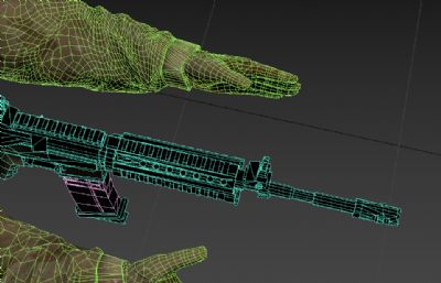 PBR第一人称射击手臂+自动步枪3D模型