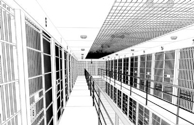 二楼监狱,牢房场景C4D模型素模