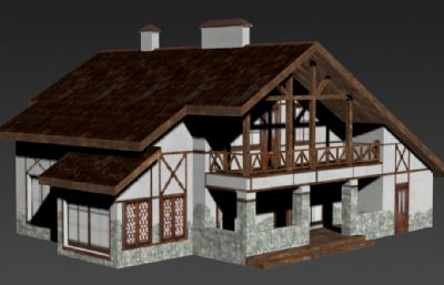 简单小木屋民居,房子3D模型,FBX+OBJ格式