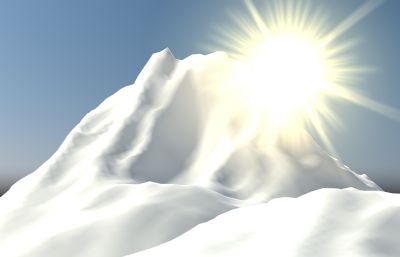 太阳下的雪山场景C4D模型,VRAY材质渲染