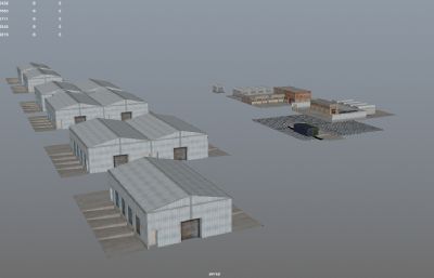 现代厂房仓库,储物仓maya模型,贴图全