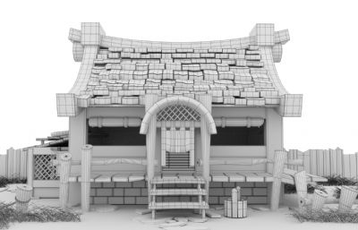 卡通木屋,农家栅栏木屋整体设计maya模型