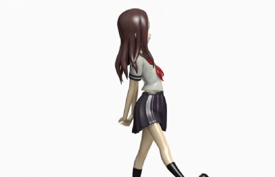 Takagi-san学上装动漫女孩OBJ模型