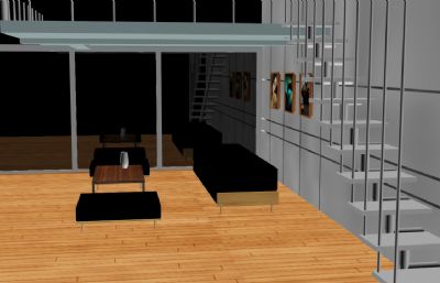 简易复式客厅场景3D模型