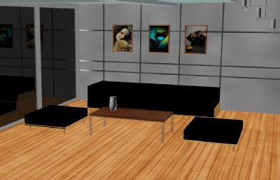 简易复式客厅场景3D模型
