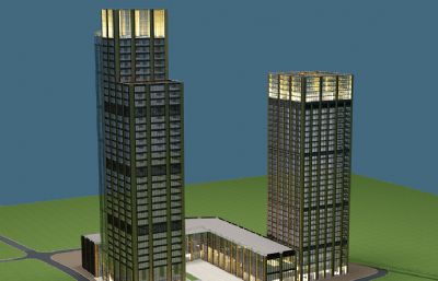 厦航总部大厦大楼3D模型,丢失一张墙面贴图