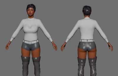 性感黑人女孩maya模型,FBX格式