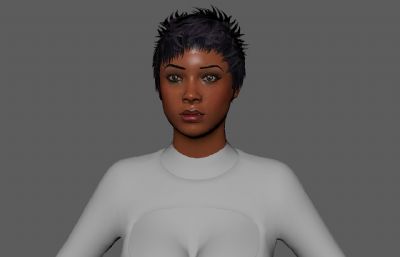 性感黑人女孩maya模型,FBX格式