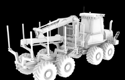 树木搬运运载卡车maya模型,OBJ格式白模