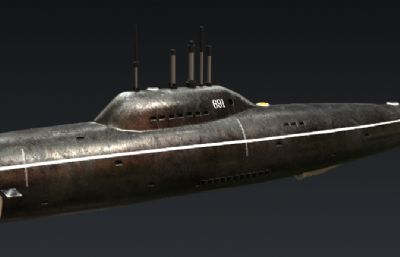 阿尔法级核潜艇(俄)3D模型,OBJ格式