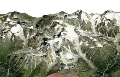 山体,山脉,雪山3D模型,Corona渲染