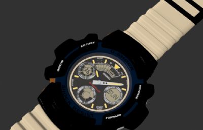 卡西欧腕表,皮带机械手表3D模型