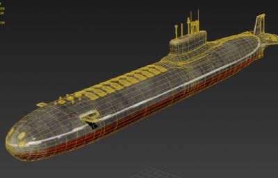 台风级核潜艇(俄)3D模型,OBJ格式