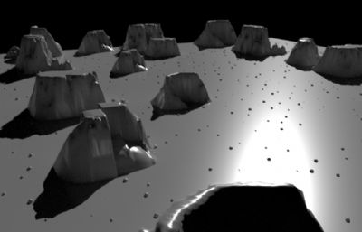 某星球陆地场景,石头场景3D模型,blend,fbx格式