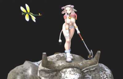 性感女牛魔战士3D模型,OBJ格式,贴图全