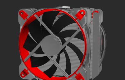 AMD电竞版CPU冷却风扇3D模型,FBX格式